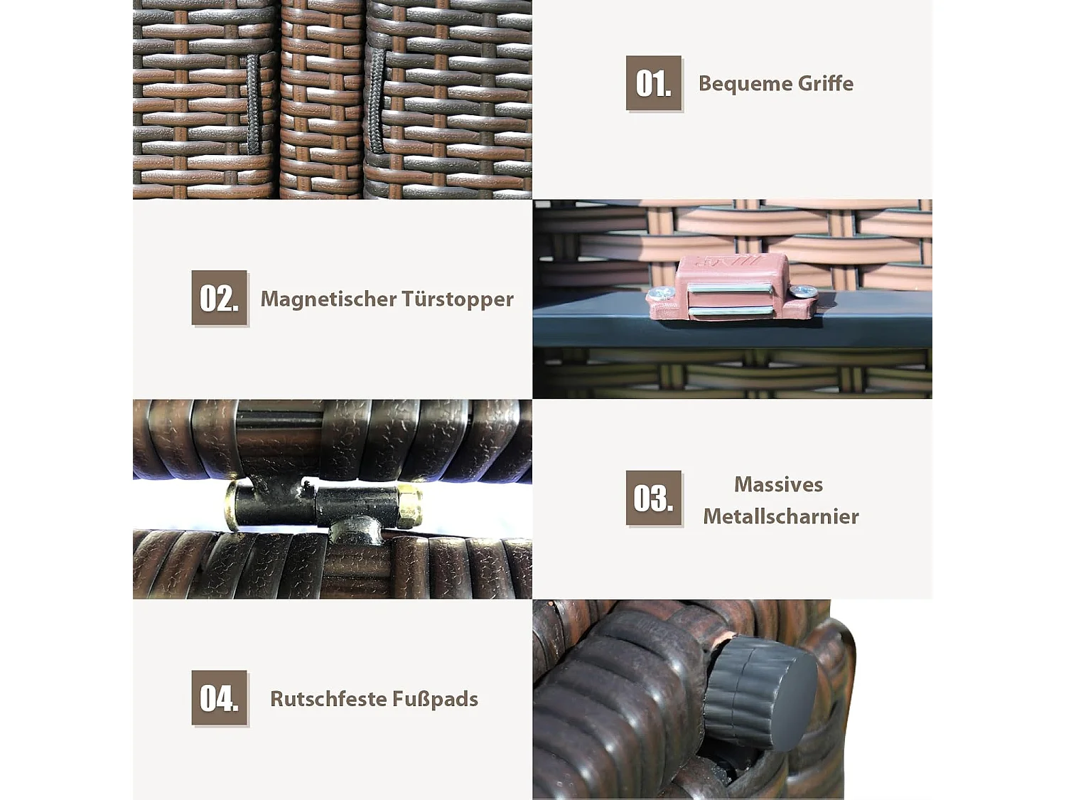 Opbergbox rotan, 333 liter,kussenbox met dubbele deuren, deksel en plank,tuinbox, kistbank, tuinbox, weerbestendig, voor terras,115/215 x 60 x 65 cm (bruin)TI93228