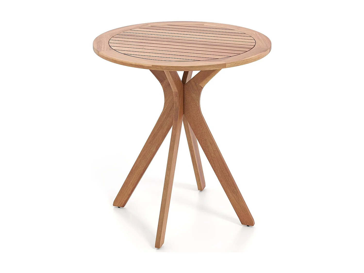 Tuintafel, weerbestendig, ronde houten tafel, bijzettafel van eucalyptushout, balkontafel, bistrotafel voor tuin, balkon, terras, 70 x 70 x 76 cm