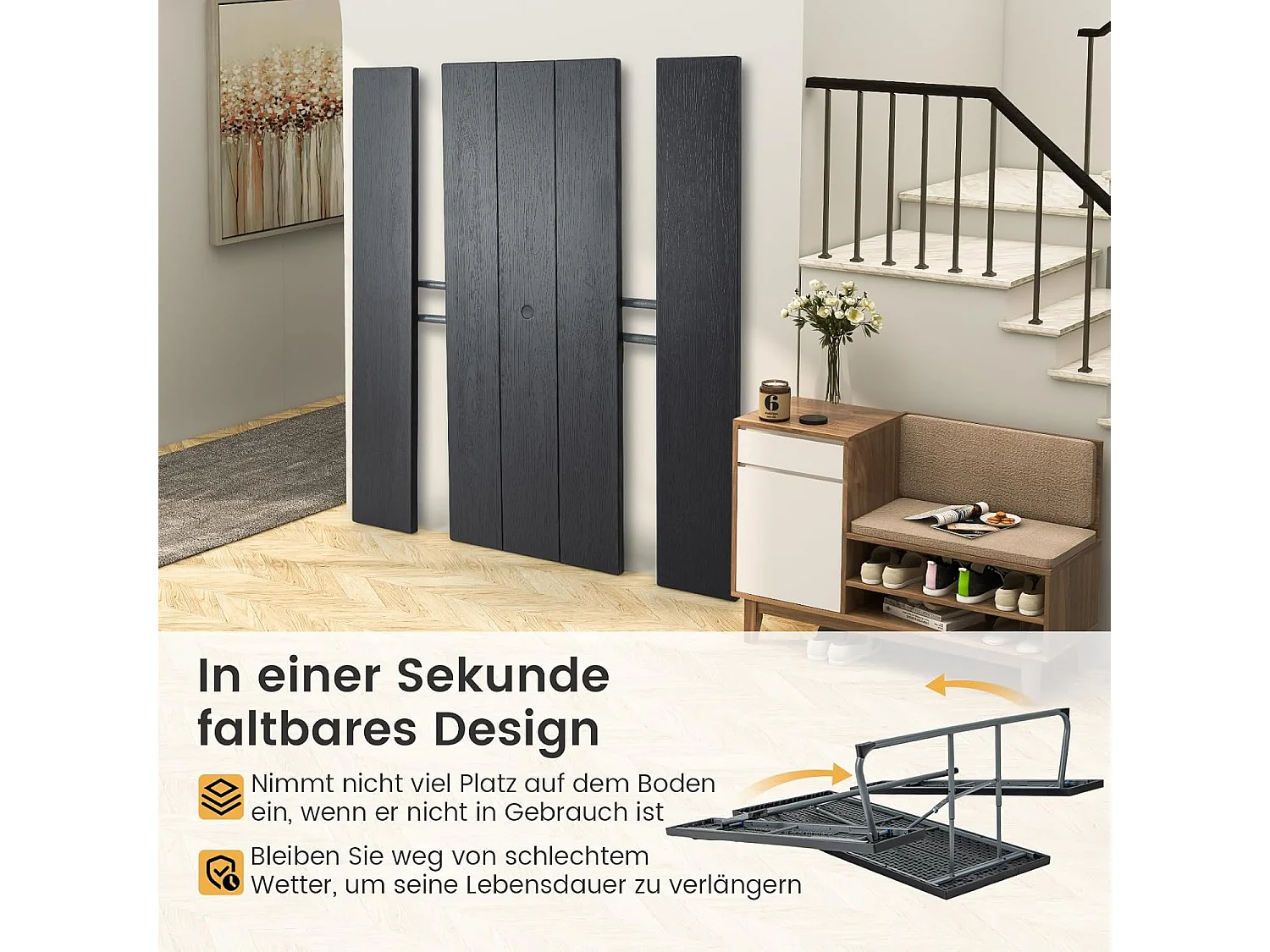 Biertentgarnituur, inklapbaar, 183 cm biertafelgarnituur in houtlook, biertafel met HDPE-tafelblad, parasolgat, feesttentgarnituur, zitgarnituur voor tuin ZB33489