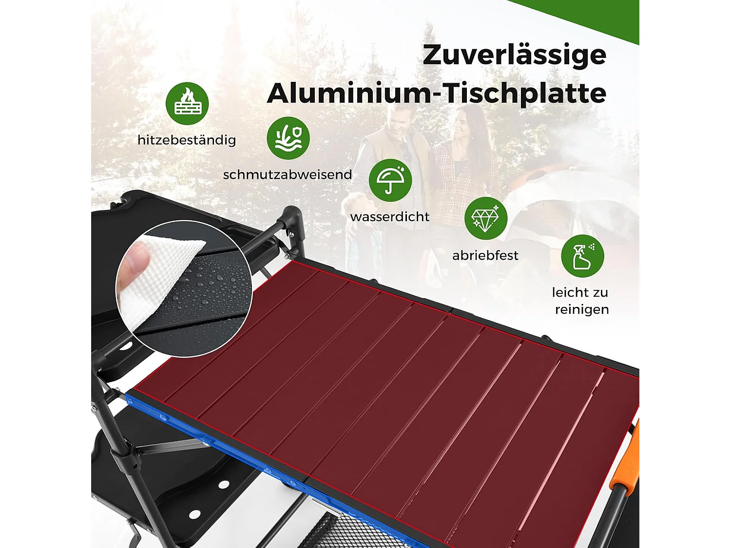 Campingkeuken, inklapbaar, reiskeuken, 4 zijtafels, opbergruimte en draagtas, campingkeuken, outdoor kookstation voor picknick, barbecue, camping en reizen