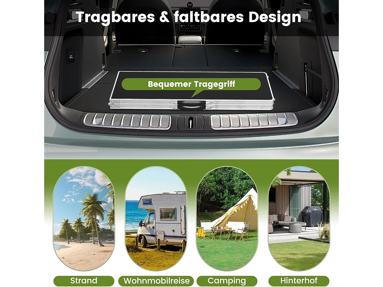 Campingkast, opvouwbaar, draagbare campingkeuken met 2 verdiepingen, aluminium frame,inclusief draagtas,voor picknick, barbecue, feestjes, 206 x 38 x 83 cm ZB34237