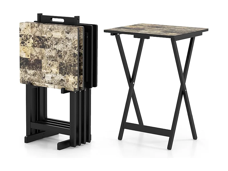 Set van 4 tuintafels, inklapbaar, bistrotafel, outdoor, van hout, klaptafel met handgreep, balkontafel,voor tuin, terras, zwembad, 48 x 40 x 67 cm ZB33034