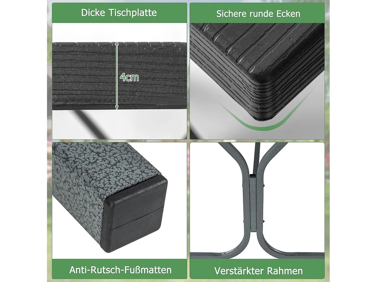 Biertentgarnituur, 183 cm, biertafelset met weerbestendig HDPE-tafelblad en parasolgat, biertafel met 2 banken, zitgarnituur voor 6-8 personen voor tuin ZB33488