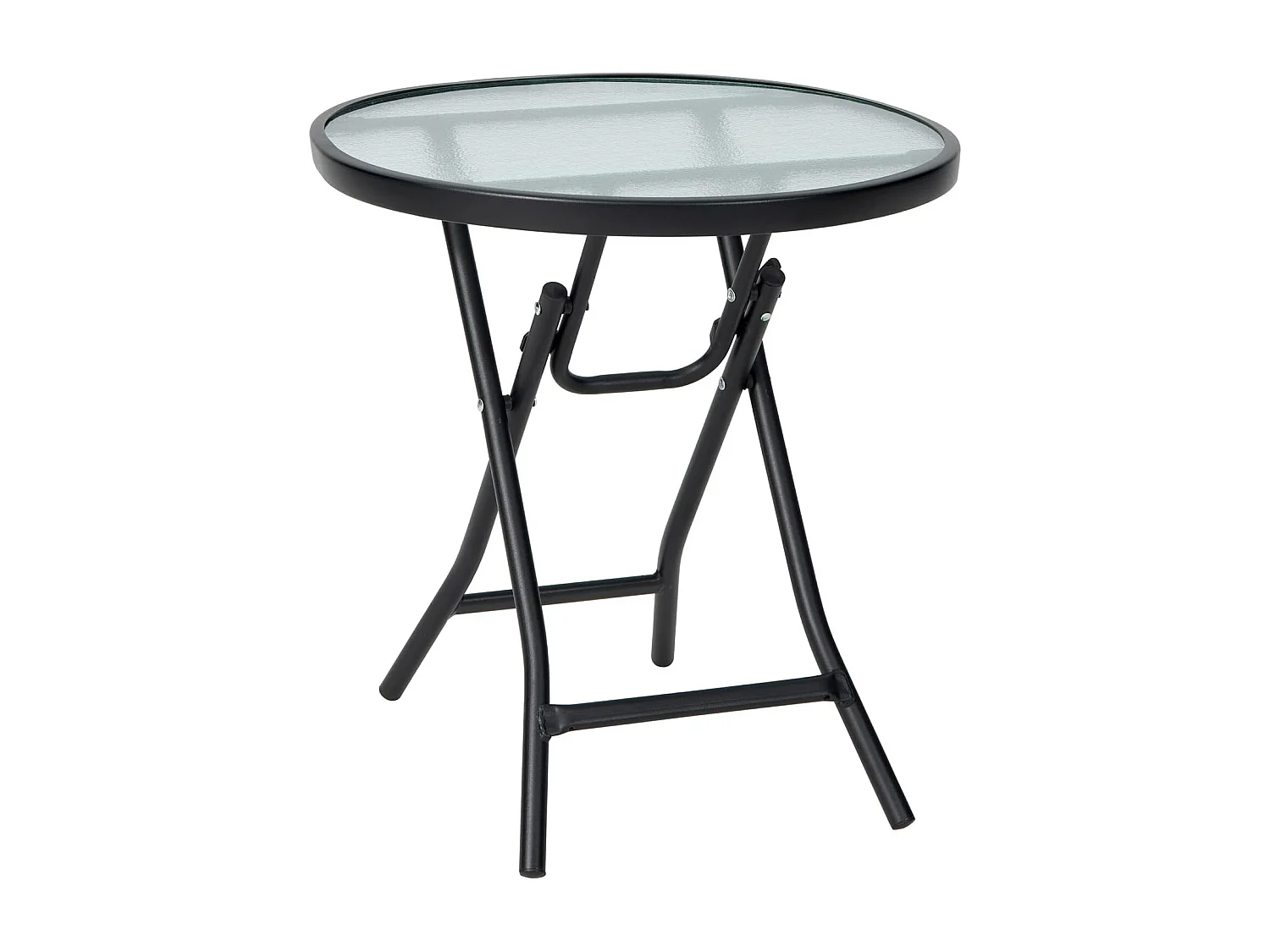 Kleine bistrotafel, inklapbare bijzettafel, ronde tuintafel, diameter 46 cm, salontafel met tafelblad van gehard glas, balkontafel voor terras, balkon, tuin
