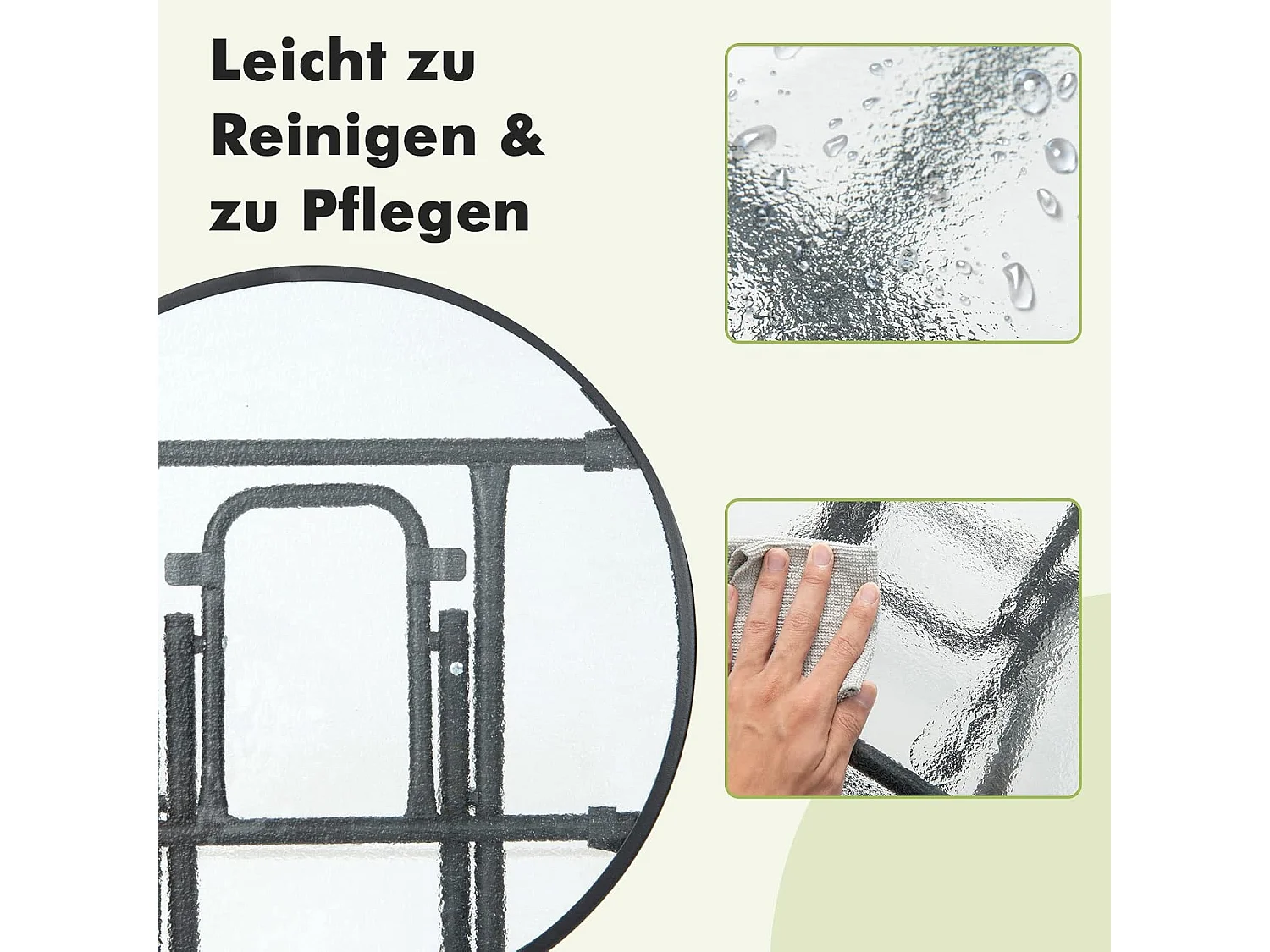 Kleine bistrotafel, inklapbare bijzettafel, ronde tuintafel, diameter 46 cm, salontafel met tafelblad van gehard glas, balkontafel voor terras, balkon, tuin