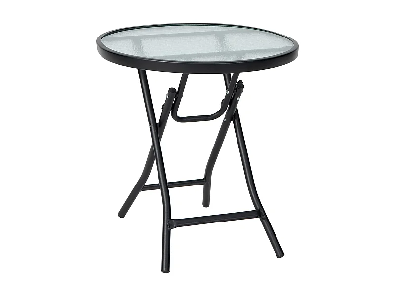 Kleine bistrotafel, inklapbare bijzettafel, ronde tuintafel, diameter 46 cm, salontafel met tafelblad van gehard glas, balkontafel voor terras, balkon, tuin