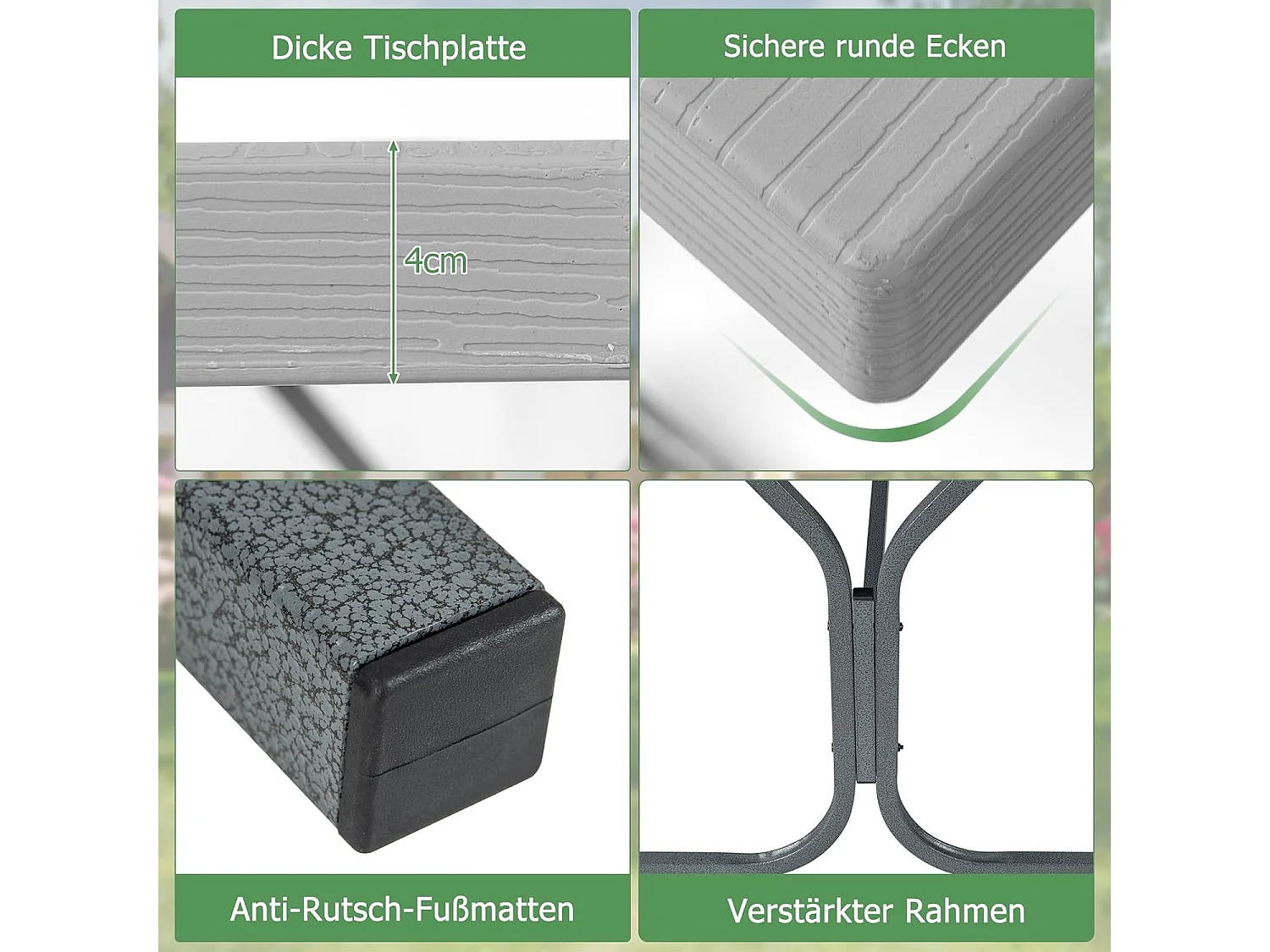 Biertentgarnituur, 183 cm, biertafelset met weerbestendig HDPE-tafelblad en parasolgat, biertafel met 2 banken, zitgarnituur voor 6-8 personen voor tuin ZB33488