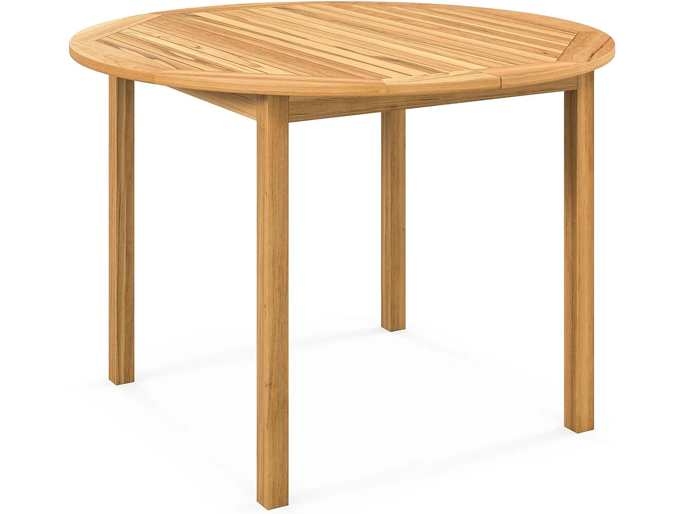Tuintafel van acaciahout, eettafel rond voor 4 personen, terrassen, bistrotafel, houten tafel voor binnenplaats, terras, gazon en eetkamer, 100 x 100 x 75 cm