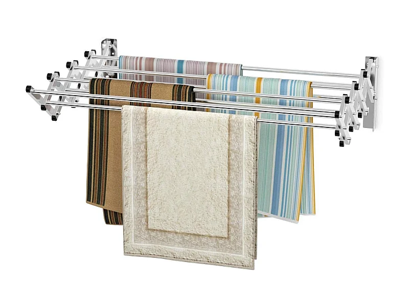 Droogrek voor wandmontage, wanddroger, uittrekbaar van roestvrij staal met 8 stangen, ruimtebesparende wandwasdroger, draagkracht 25 kg, voor bijkeuken, badkamer