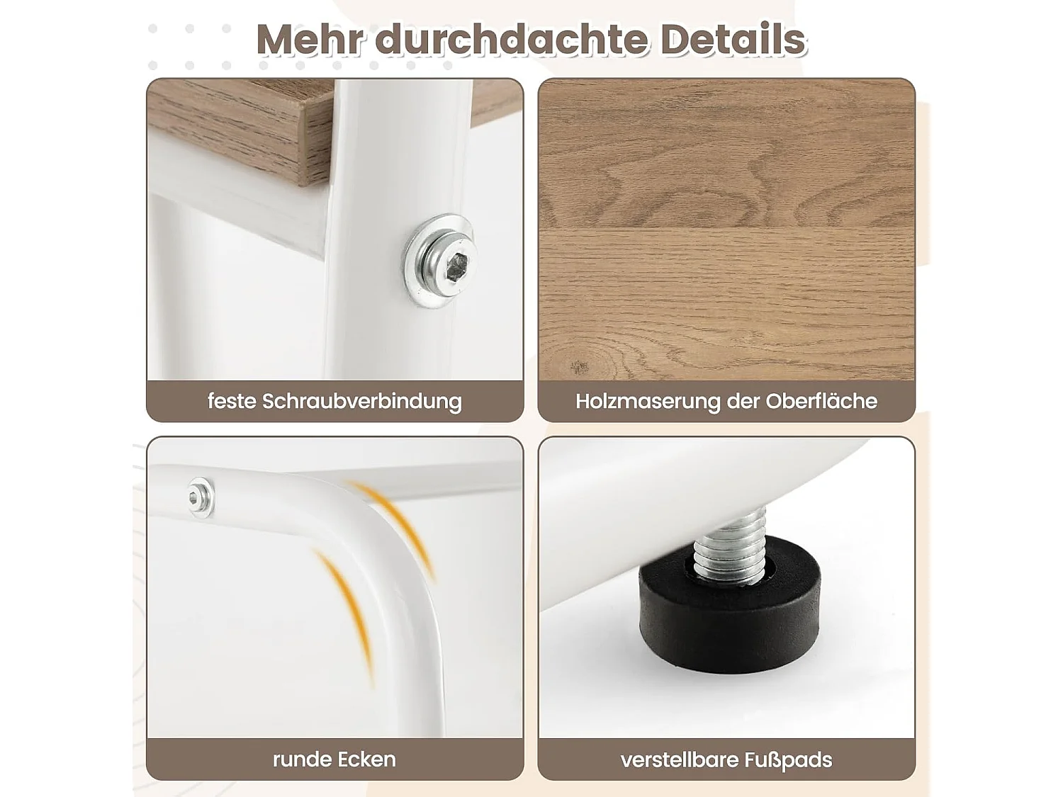 Kledingrek van metaal, vrijstaande garderobe met 4 planken, open kledingrek voor het ophangen van kleding en voor het opbergen van slaapkamer,entree(natuur)VL32545