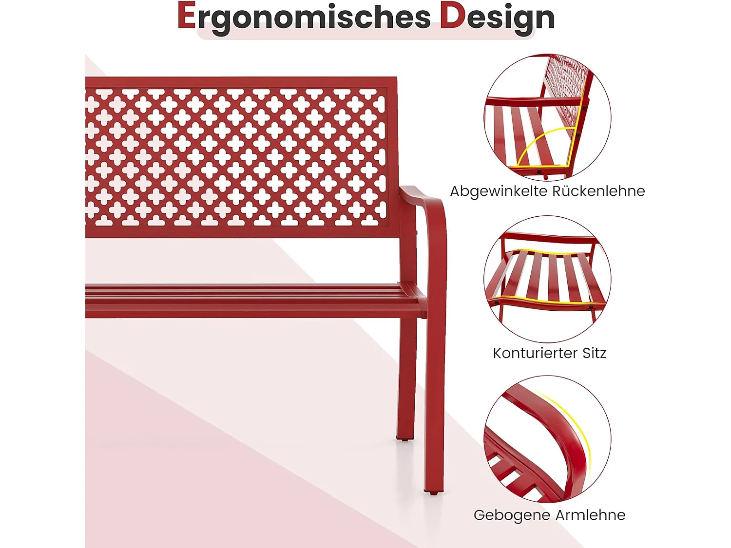 Tuinbank van metaal, weerbestendige zitbank voor 2-3-zits, parkeerbank met rugleuning en armleuning,ijzeren bank voor tuin, terras, balkon, 127 x 62 x 86 ZB33089