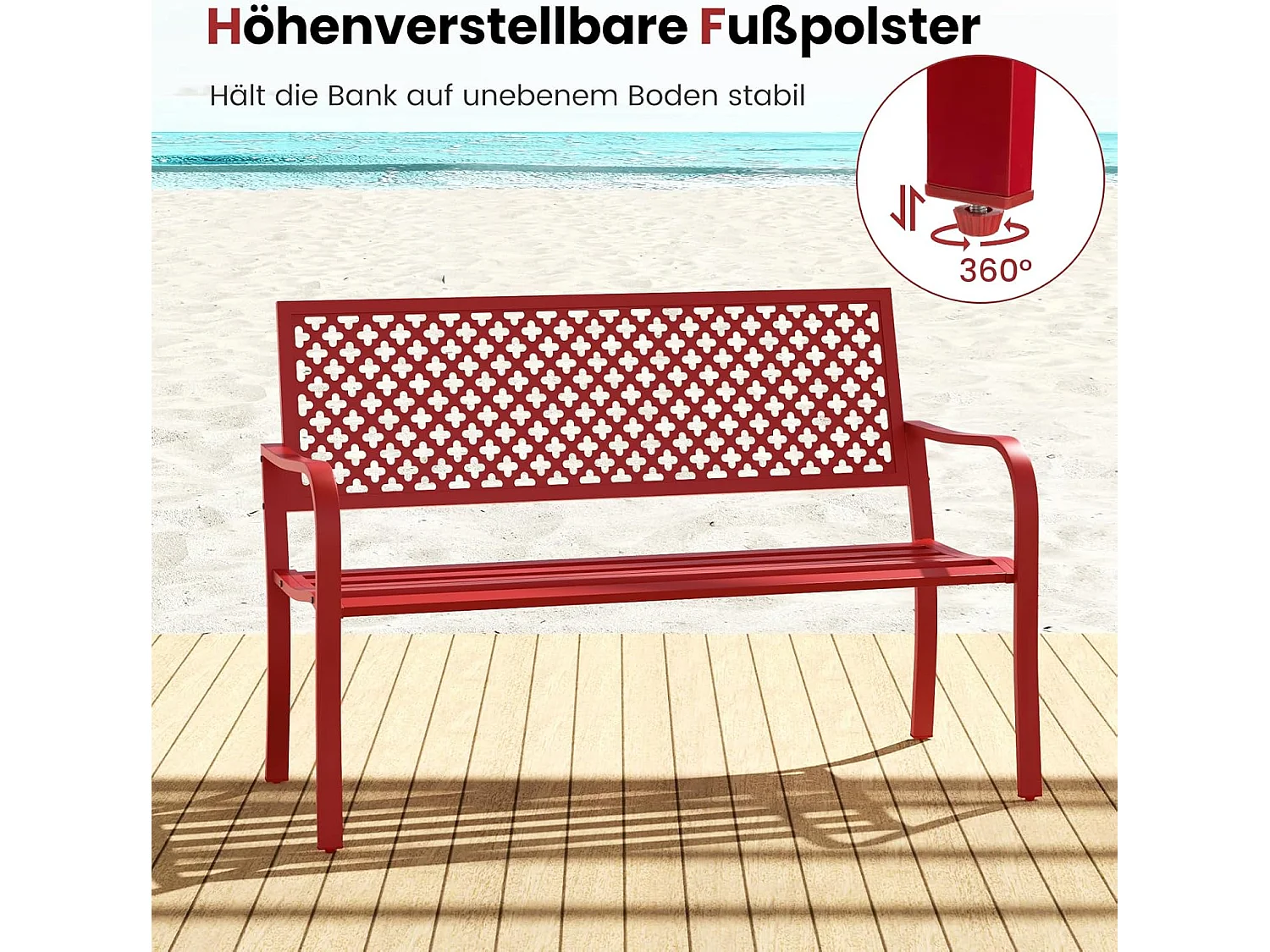 Tuinbank van metaal, weerbestendige zitbank voor 2-3-zits, parkeerbank met rugleuning en armleuning,ijzeren bank voor tuin, terras, balkon, 127 x 62 x 86 ZB33089