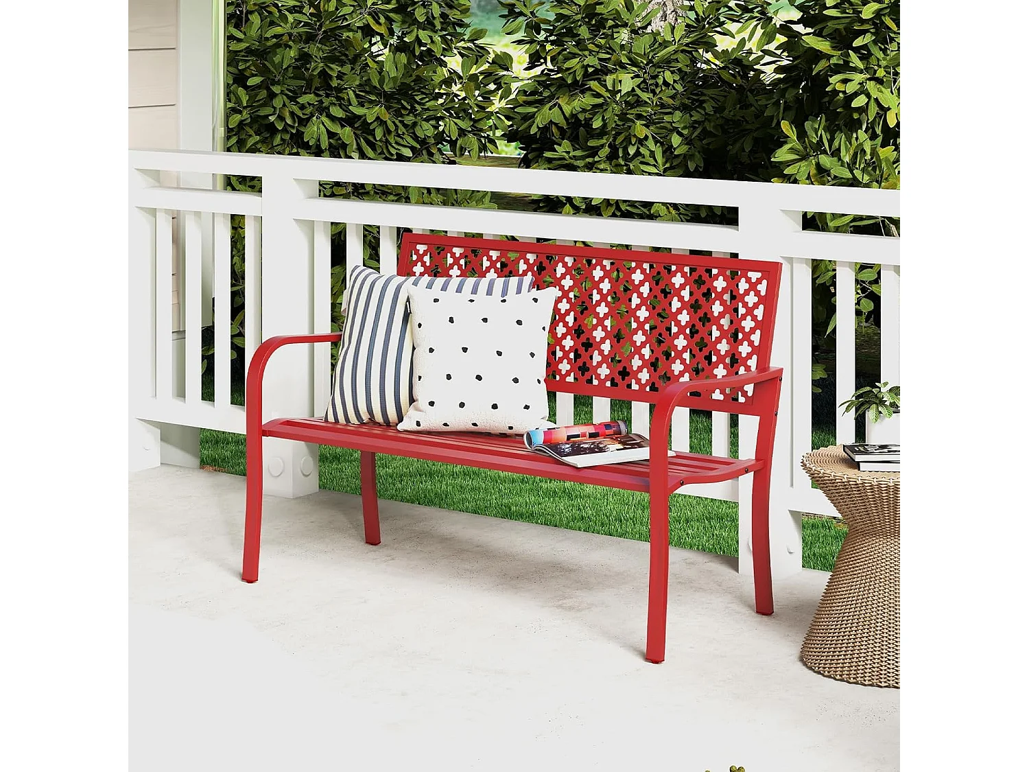 Tuinbank van metaal, weerbestendige zitbank voor 2-3-zits, parkeerbank met rugleuning en armleuning,ijzeren bank voor tuin, terras, balkon, 127 x 62 x 86 ZB33089