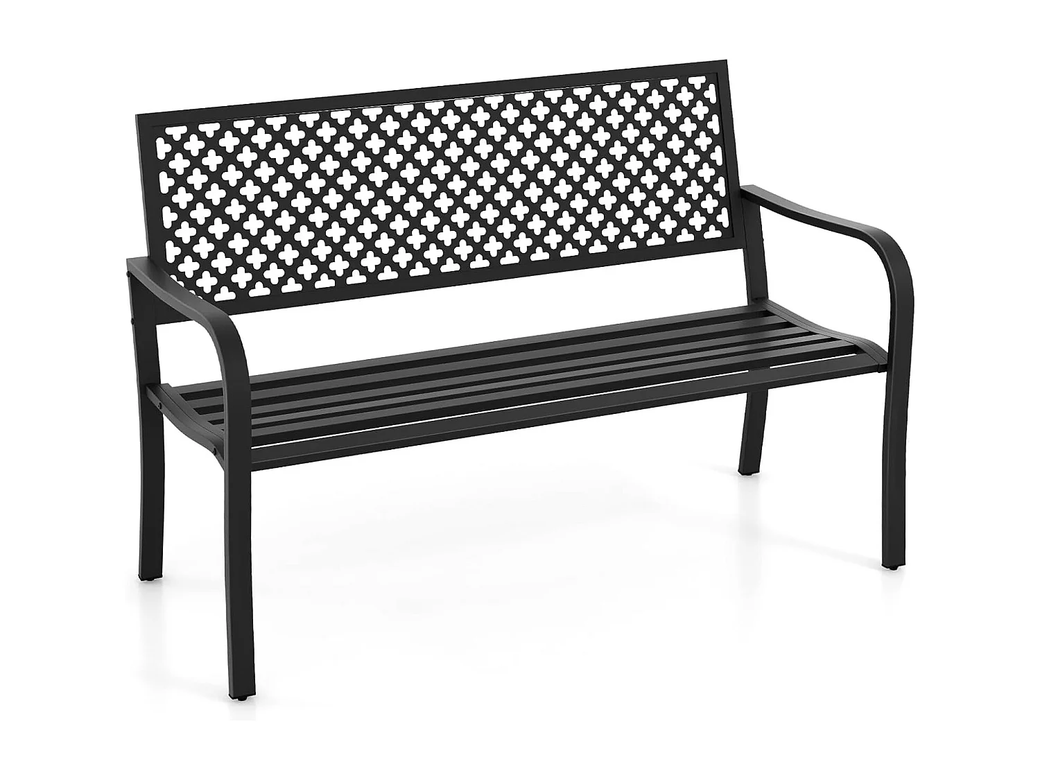 Tuinbank van metaal, weerbestendige zitbank voor 2-3-zits, parkeerbank met rugleuning en armleuning,  ijzeren bank voor tuin, terras, balkon, 127 x 62 x 86ZB33089