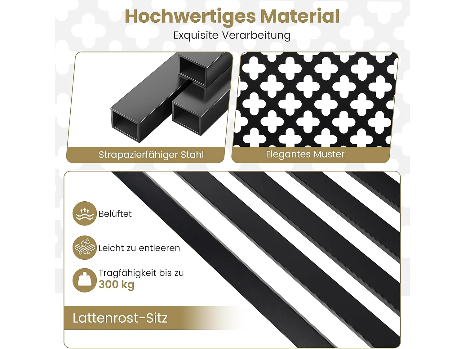 Tuinbank van metaal, weerbestendige zitbank voor 2-3-zits, parkeerbank met rugleuning en armleuning,  ijzeren bank voor tuin, terras, balkon, 127 x 62 x 86ZB33089