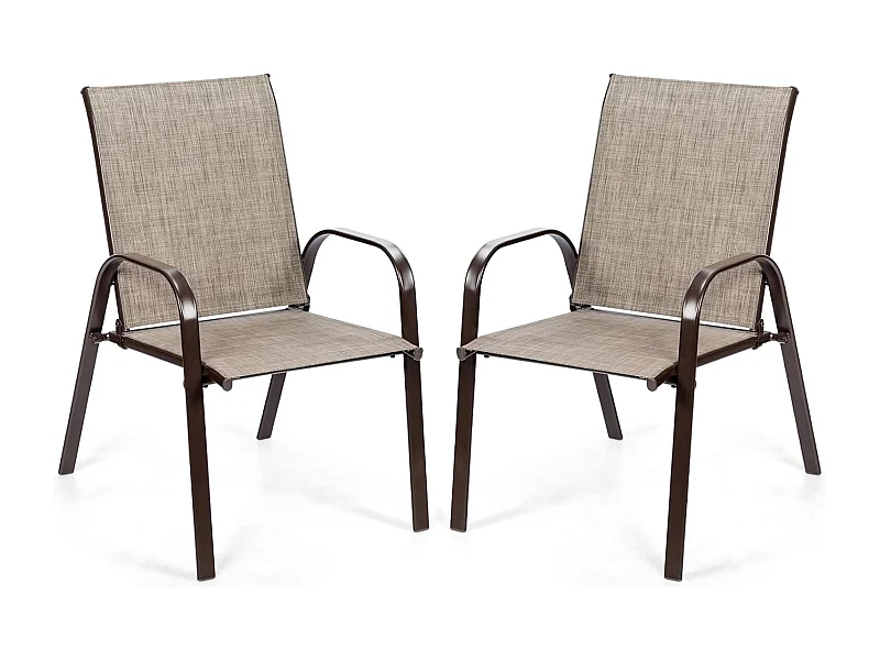 Set van 2 tuinstoelen met armleuningen, terrasstoelen van textiel en metalen frame, balkonstoelen tot 200 kg belastbaar,zwembad, 56 x 72 x 90 cm (grijs)TI85852