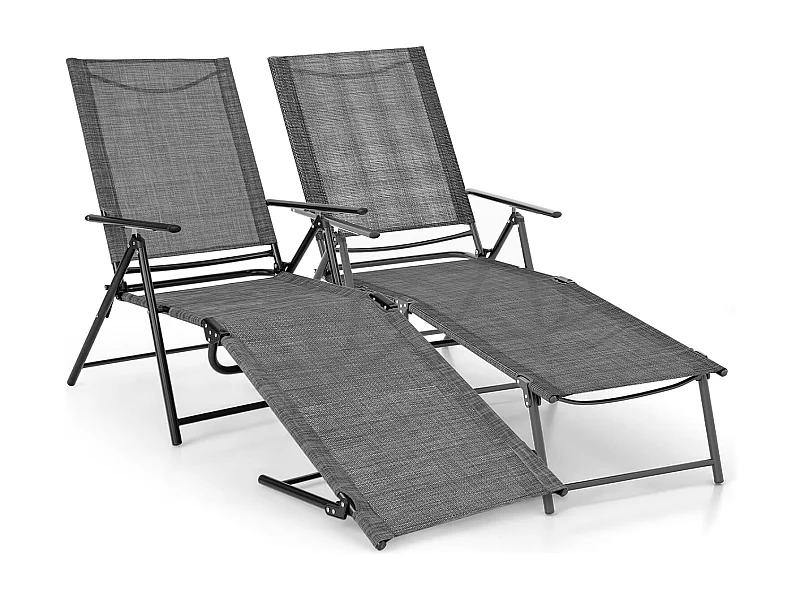 Set van 2 zonnestoelen, inklapbaar, ligstoel,voeteneinde en ademende zitstof, klapstoel,ligstoel voor tuin,ZB33519 terras, zwembad