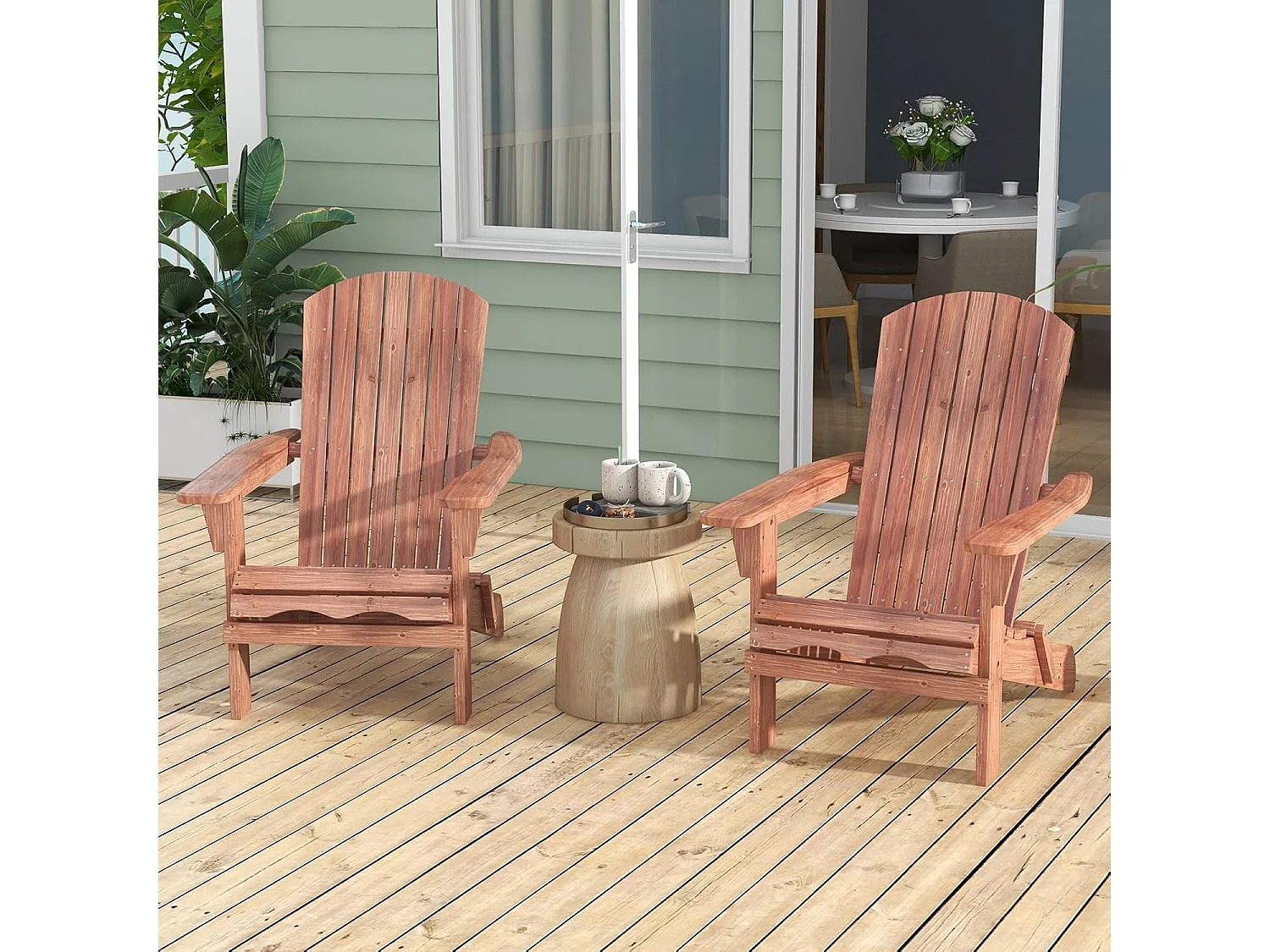 Adirondack Adirondack Stoel inklapbaar, set van 2, tuinstoel met hoge rugleuning en brede armleuningen, voor tuin, terras, 180 kg draagvermogenZB33911