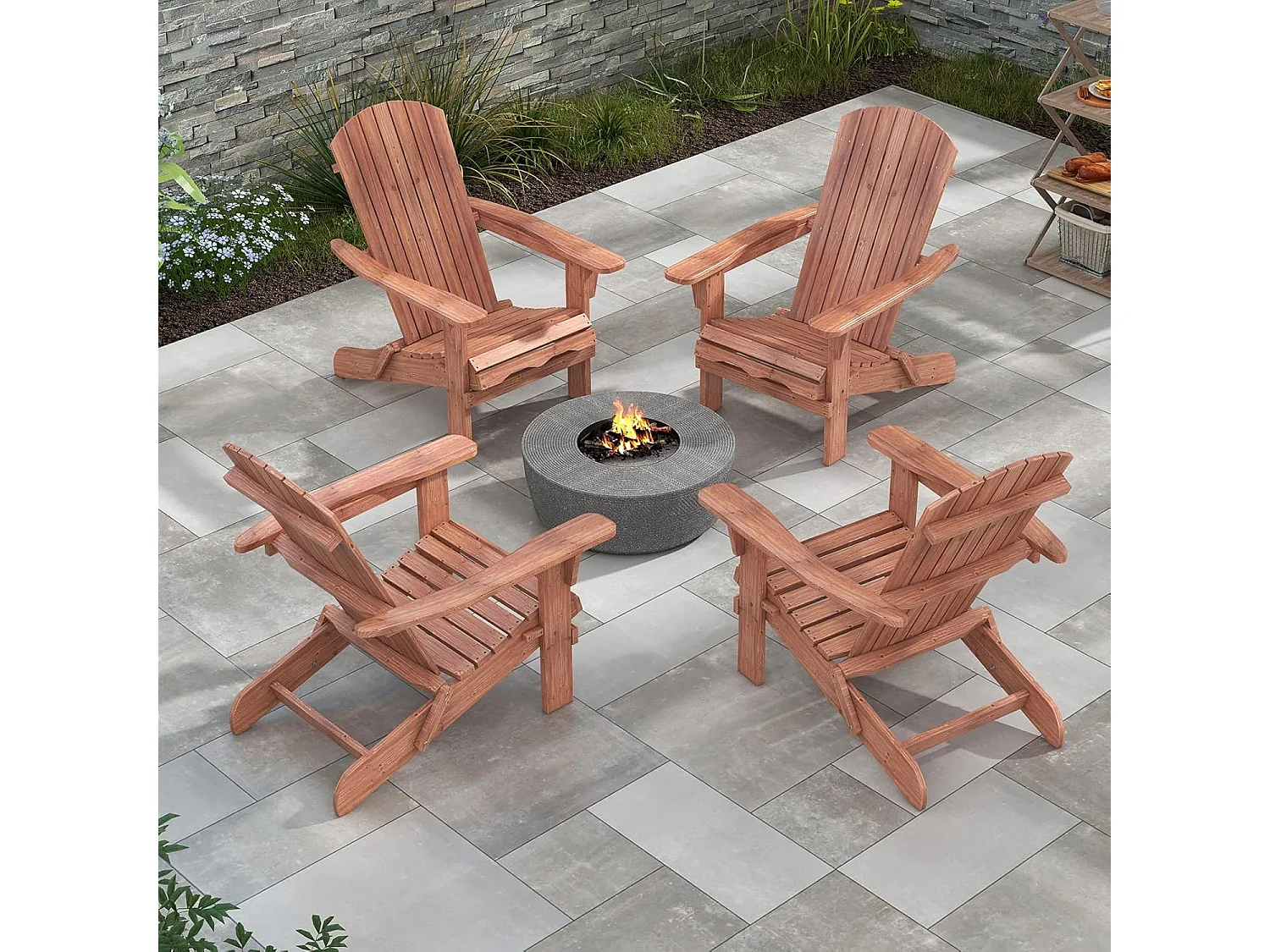 Adirondack Adirondack Stoel inklapbaar, set van 2, tuinstoel met hoge rugleuning en brede armleuningen, voor tuin, terras, 180 kg draagvermogenZB33911