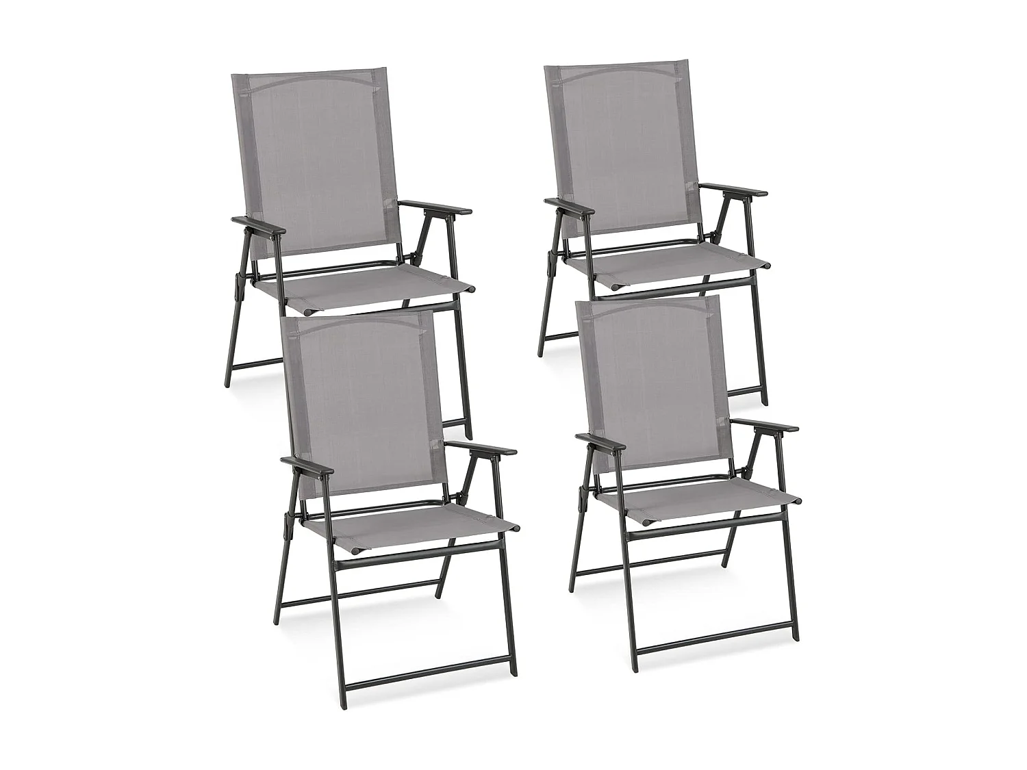 Set van 4 tuinstoelen, klapstoelen met weerbestendige stof, balkonstoelen met armleuningen, terrasstoelen voor tuin, achtertuin en balkon ZB33246