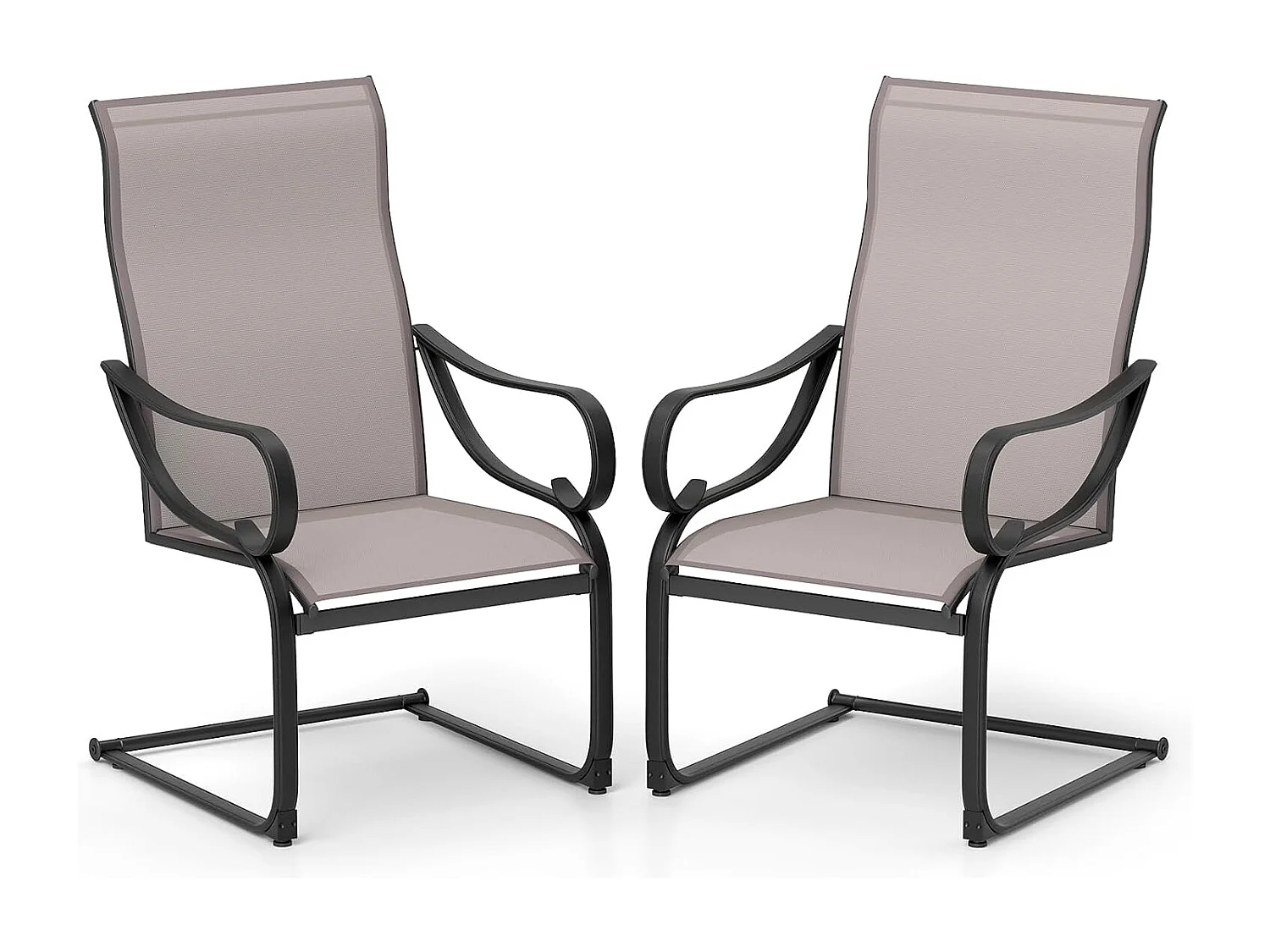 Tuinstoelen, set van 2, cantileverstoelen met hoge rugleuning en zitting van netweefsel, terrasstoelen, outdoorstoelen voor tuin, veranda, zwembad ZB33116