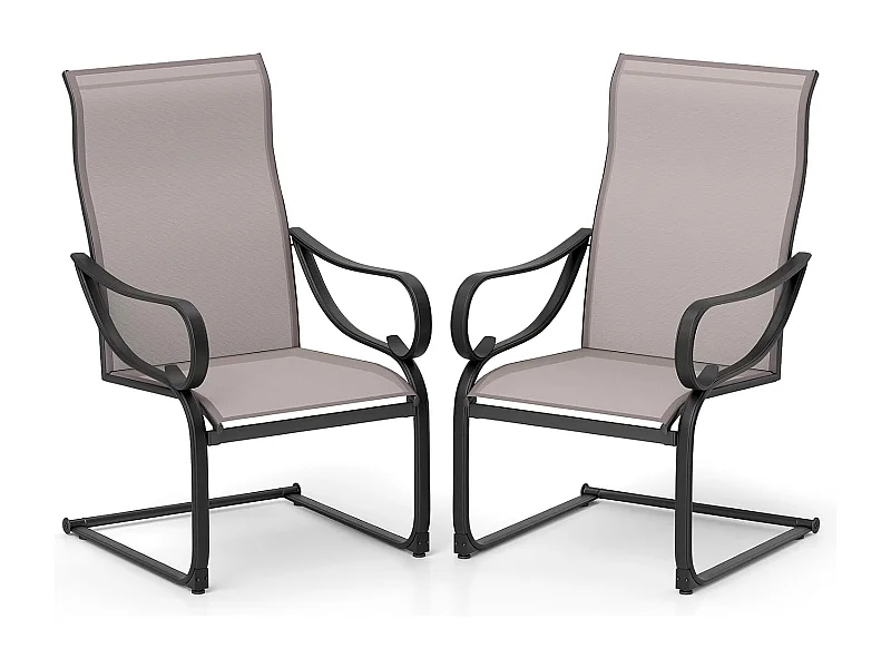 Tuinstoelen, set van 2, cantileverstoelen met hoge rugleuning en zitting van netweefsel, terrasstoelen, outdoorstoelen voor tuin, veranda, zwembad ZB33116