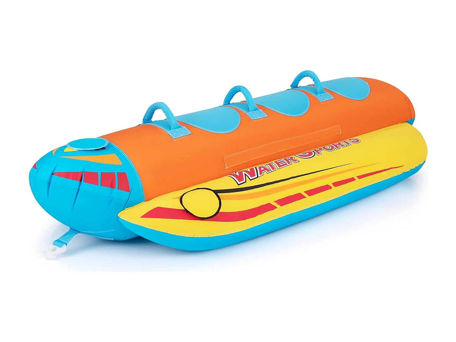 Bananenboot voor 3 personen, towable tube met 3 EVA-beklede zittingen en handgrepen, watersport funtube, Formula Tube voor boot, reparatieset inbegrepen