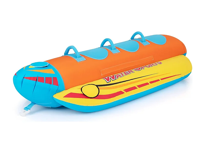 Bananenboot voor 3 personen, towable tube met 3 EVA-beklede zittingen en handgrepen, watersport funtube, Formula Tube voor boot, reparatieset inbegrepen