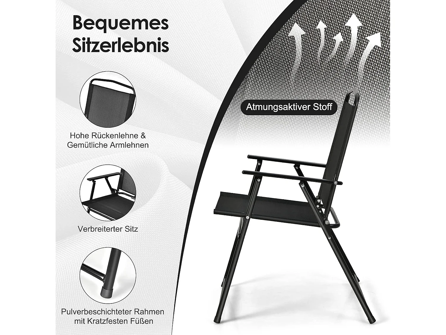 6-delige tuinmeubelset, terrasmeubels met parasol, tuintafel en 4 klapstoelen, tuinset, zitgroep voor tuin, balkon ZB32694