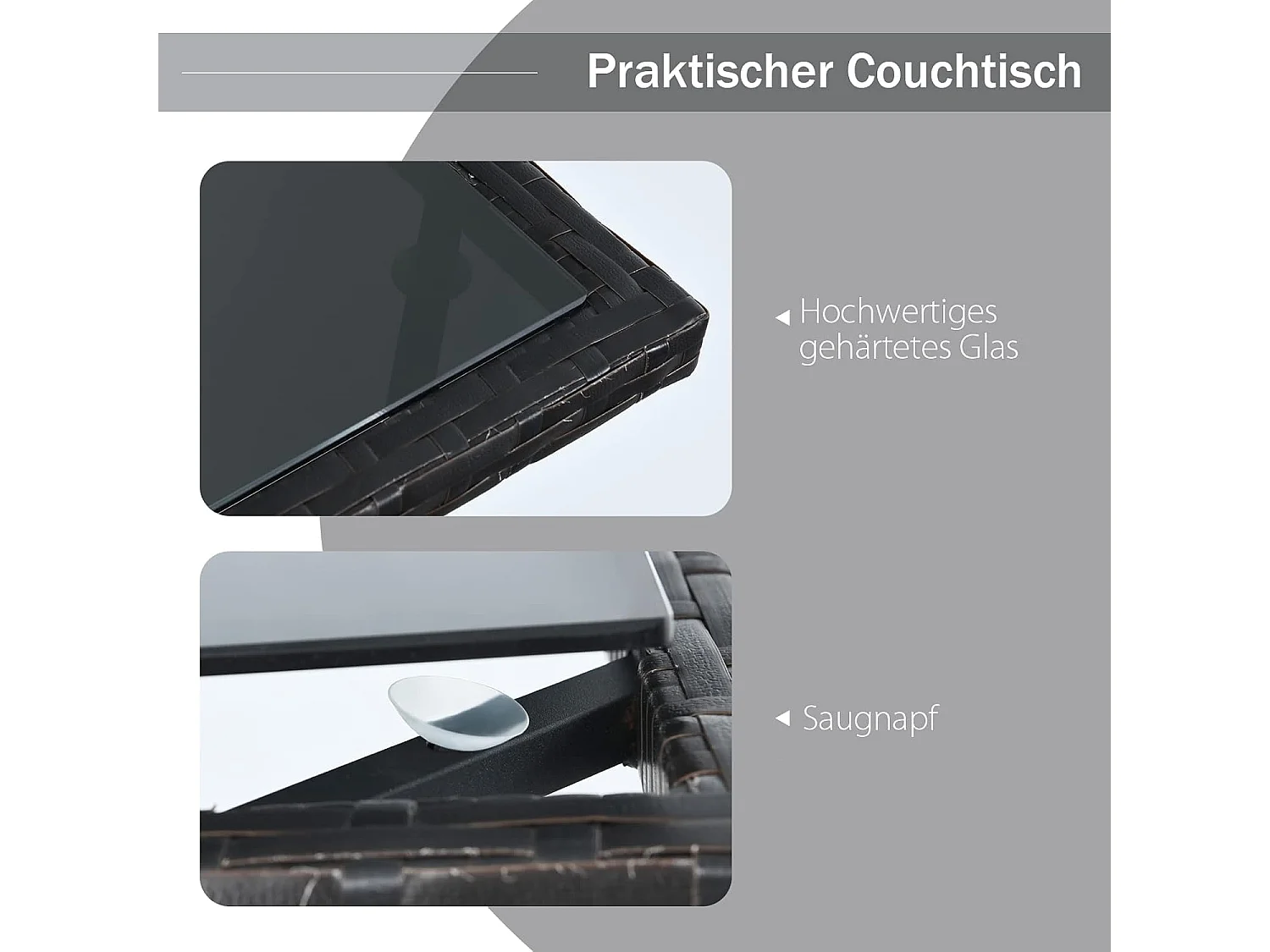 3-delige polyrotan tuinmeubelset, 2 stoelen en 1 bijzettafel met glasplaat, rotan meubel, ruimtebesparend, tuinlounge, tuingarnituur,tuinset incl. zitkussenTI80390