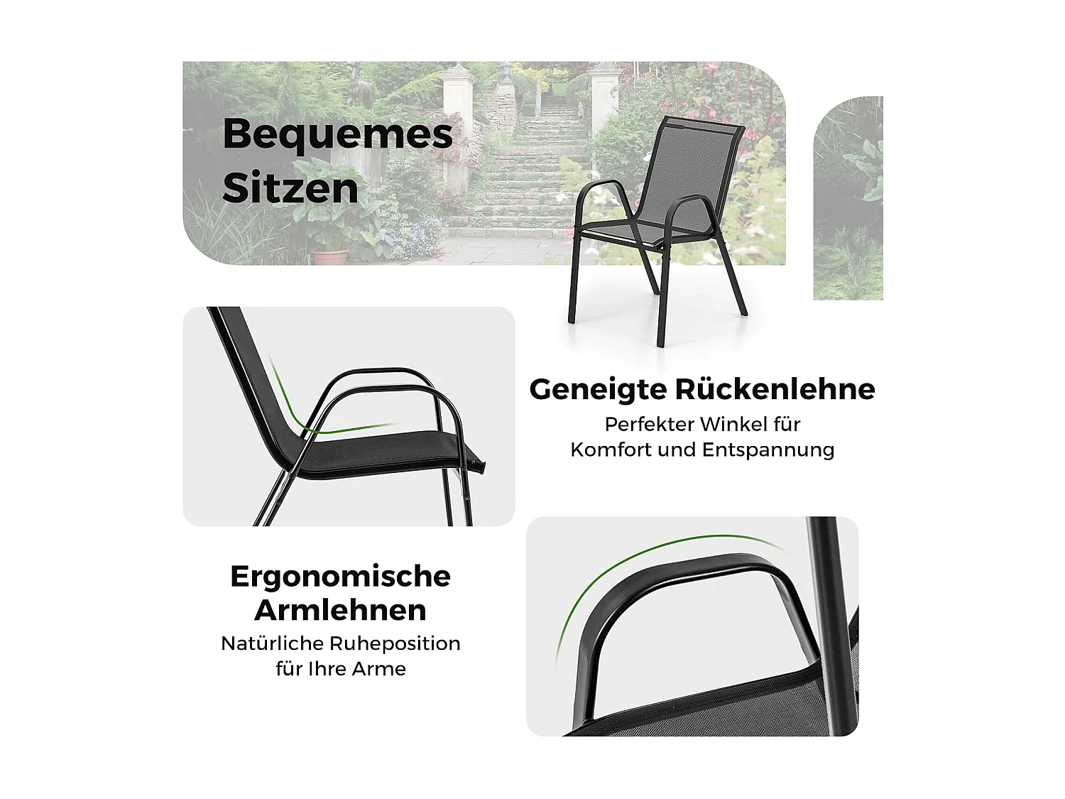 3-delige balkonmeubelset, bistrotafel met 2 stapelbare stoelen, balkonset, bistroset, tuinset, tuingereedschap, tuinmeubelen, zitgroep voor tuin, balkon ZB33833