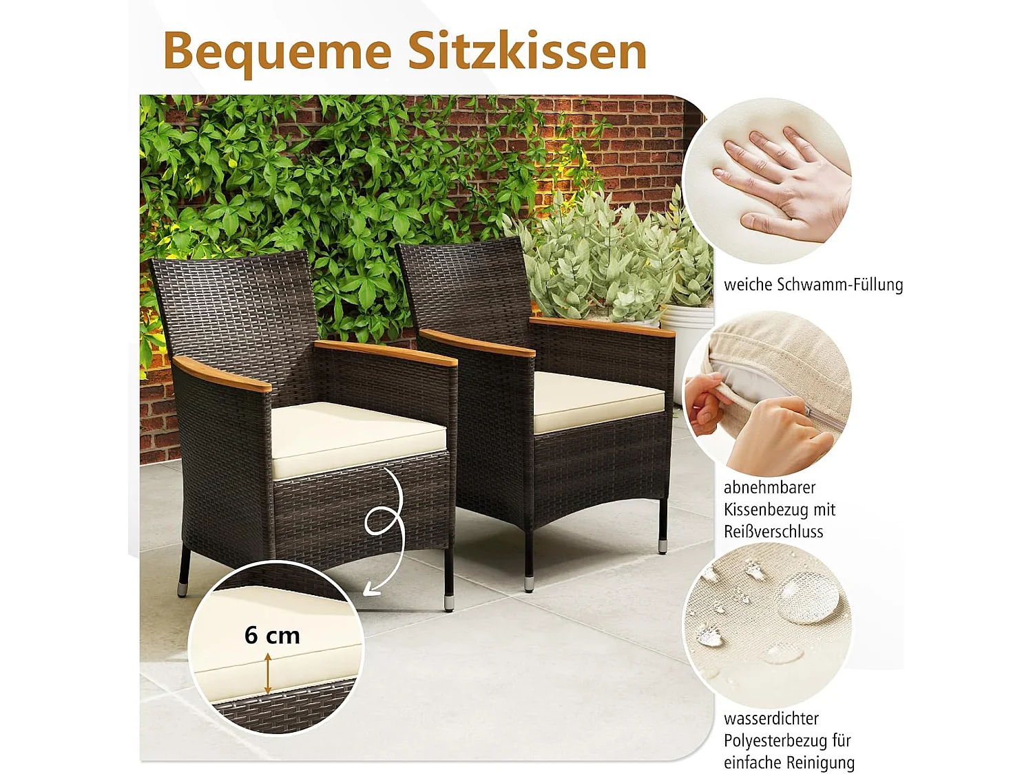 9-delige rotan zitgroep voor 8 personen, tuinmeubelen, polyrotan, tuintafel met stapelbare stoelen en acacia-tafelblad,zitmeubel, eetgroep, outdoor, bruin