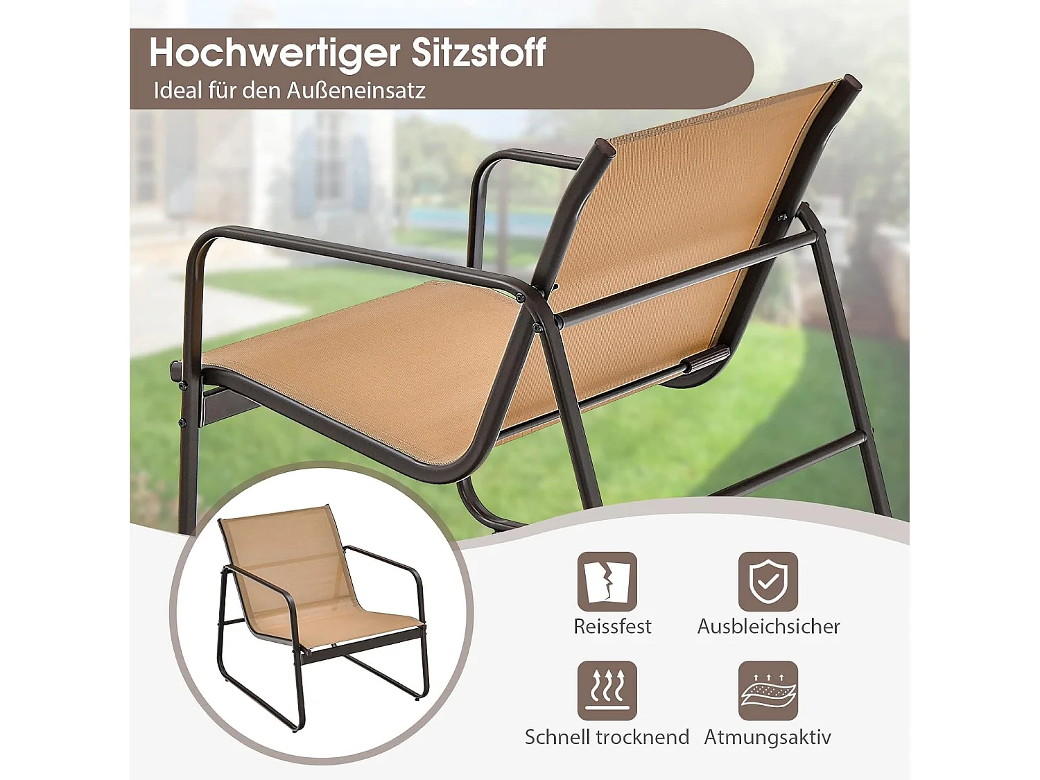 3-delige tuinmeubelset, balkonset met 2 stoelen en tafel, balkonmeubels met ademende stof, terrasmeubels, tuingarnituur, zitgroep voor terras, balkon ZB33261