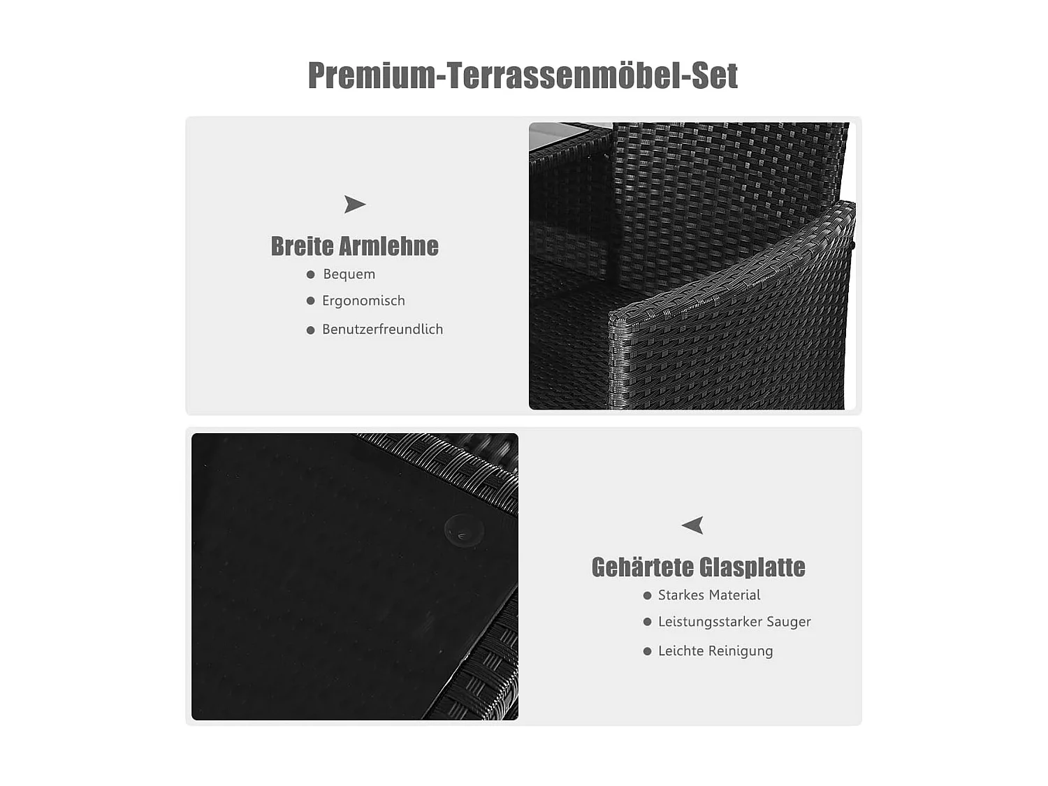 Polyrotan tuinbank, 2-zits tuinmeubelset met tafel en kussens, 138 x 61 x 85 cm, rotan zitbank, weerbestendig, balkonmeubels voor tuin, balkon (wit)TI85456