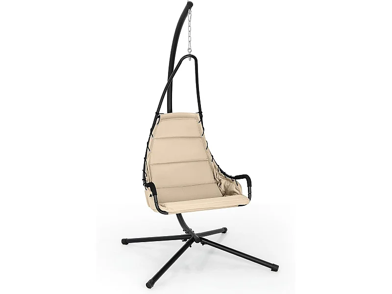 Hangstoel met frame, hangstoel met extra grote gevoerde zitting, hangschommel, voor binnen en buiten (beige)ZB33548