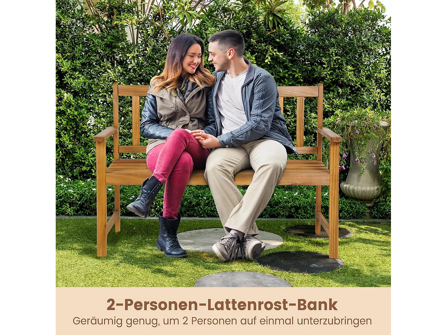 Tuinbank van acaciahout, massieve houten bank, belastbaar tot 360 kg, 2-zits, terrasbank, parkeerbank voor terras, balkon, tuin