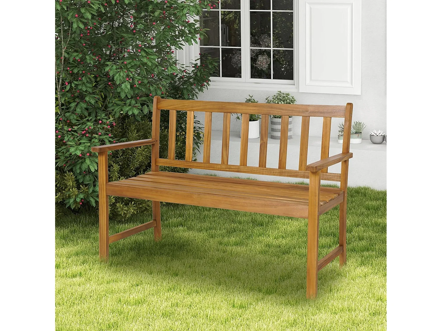 Tuinbank van acaciahout, massieve houten bank, belastbaar tot 360 kg, 2-zits, terrasbank, parkeerbank voor terras, balkon, tuin