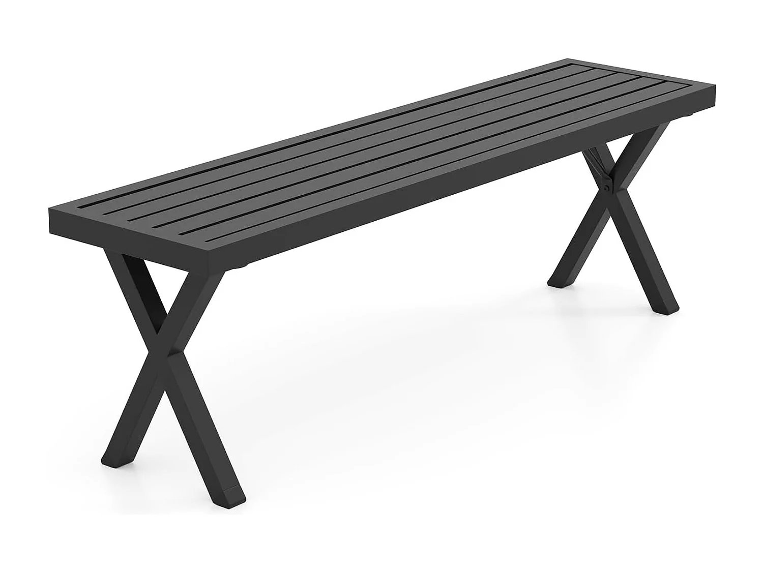 Tuinbank, metaal, weerbestendig, 3-zits zitbank zonder rugleuning, balkonbank, parkbank, metalen bank, belastbaar tot 360 kg,terras, 138 x 36 x 46 cm