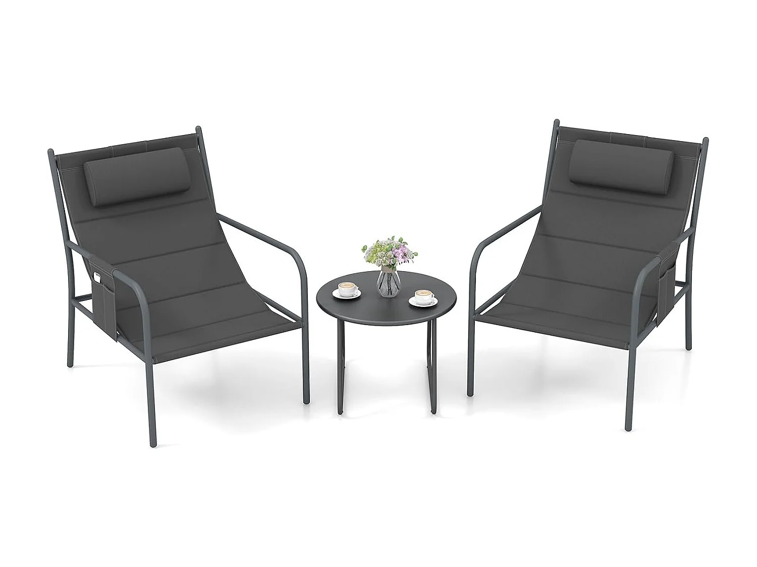 Balkonmeubelset, 3-delig, tuinmeubelset met 2 stoelen en tafel, balkonset met ademende zitstof, terrasmeubels, tuinset, zitgroep voor tuin, balkon, terras ZB33800