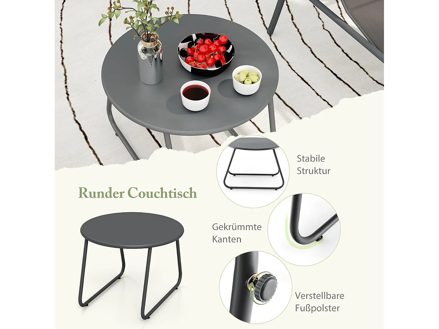 Balkonmeubelset, 3-delig, tuinmeubelset met 2 stoelen en tafel, balkonset met ademende zitstof, terrasmeubels, tuinset, zitgroep voor tuin, balkon, terras ZB33800