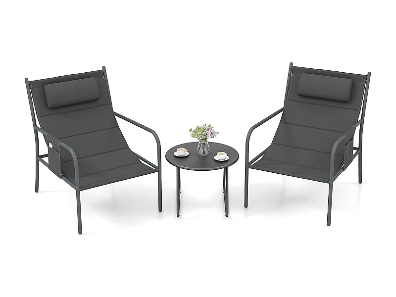 Balkonmeubelset, 3-delig, tuinmeubelset met 2 stoelen en tafel, balkonset met ademende zitstof, terrasmeubels, tuinset, zitgroep voor tuin, balkon, terras ZB33800