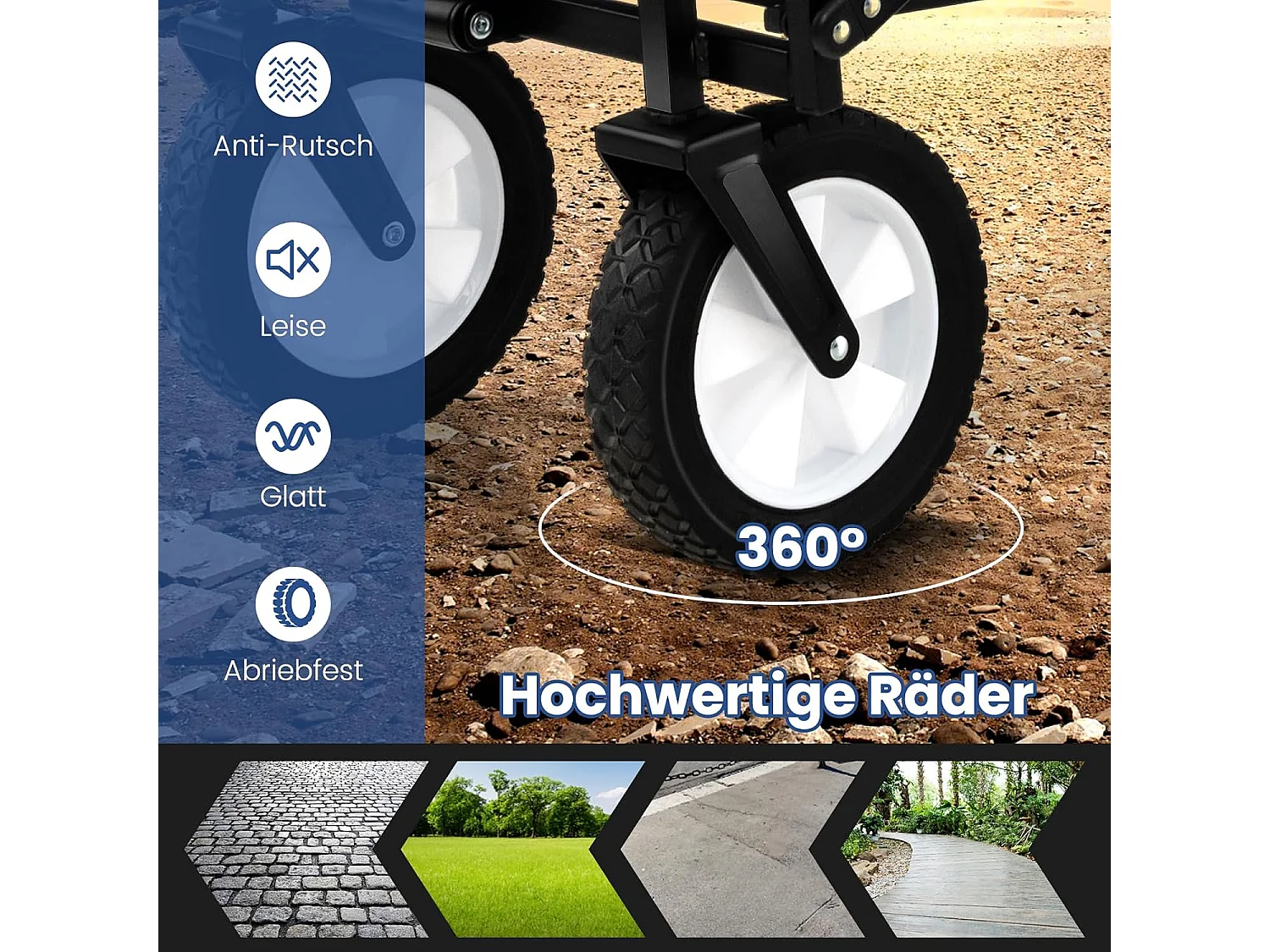 Bolderkar, opvouwbaar, handwagen met verstelbare handgreep en bekerhouders, tuinwagen, belastbaar tot 68 kg, transportwagen voor winkelen, kamperen,ZB33724