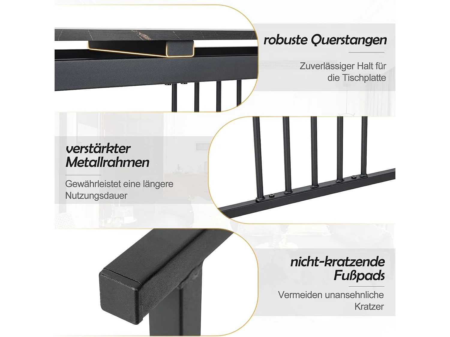 Consoletafel zwart, entreetafel hout met marmerlook, bijzettafel met zwart metalen frame, gangtafel modern, 120 x 30 x 90 cmVH33560
