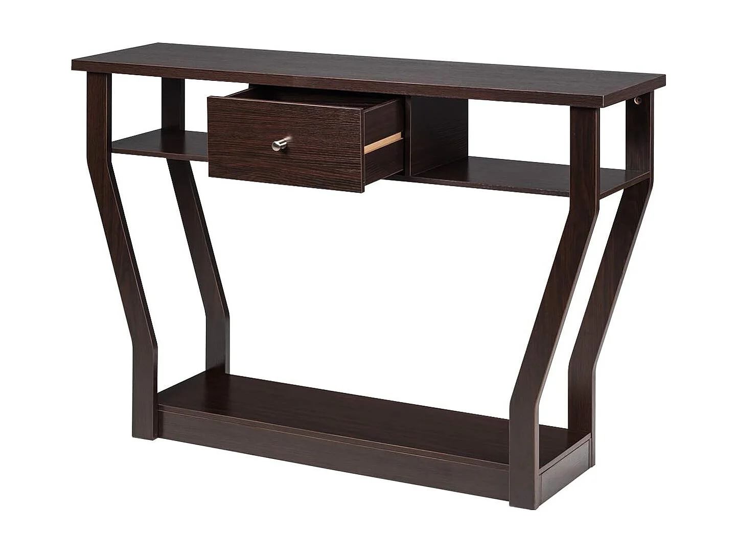 Consoletafel met lade en plank, haltafel van hout, entreetafel, bijzettafel voor ingang, woonkamer slaapkamer 120 x 30 x 81 cm (bruin)TI82413