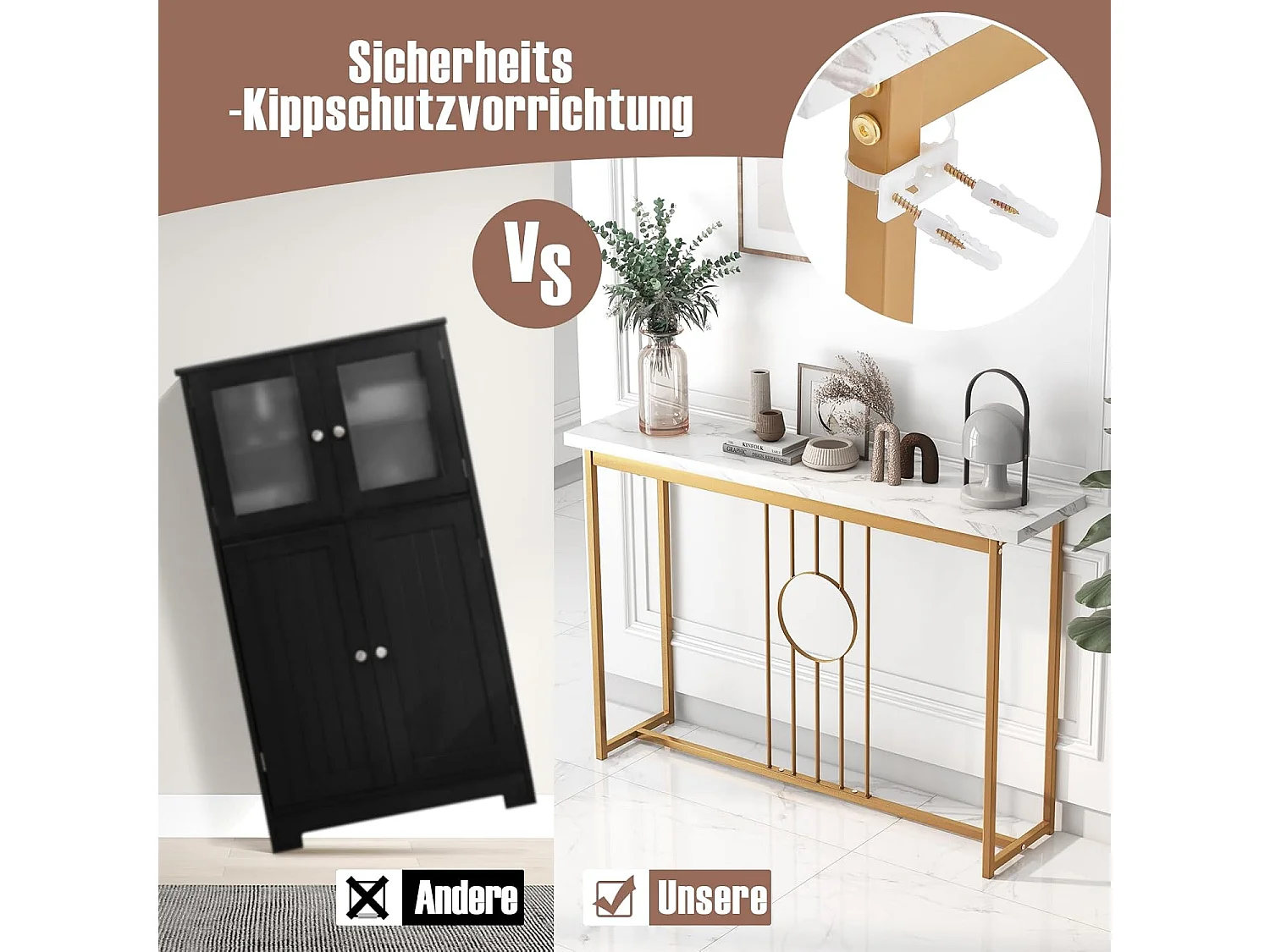 Consoletafel, smal, haltafel, marmerlook, bijzettafel met geometrisch metalen frame, modern 120 x 30 x 80 cm, voor woonkamer, hal, entreeVH33313