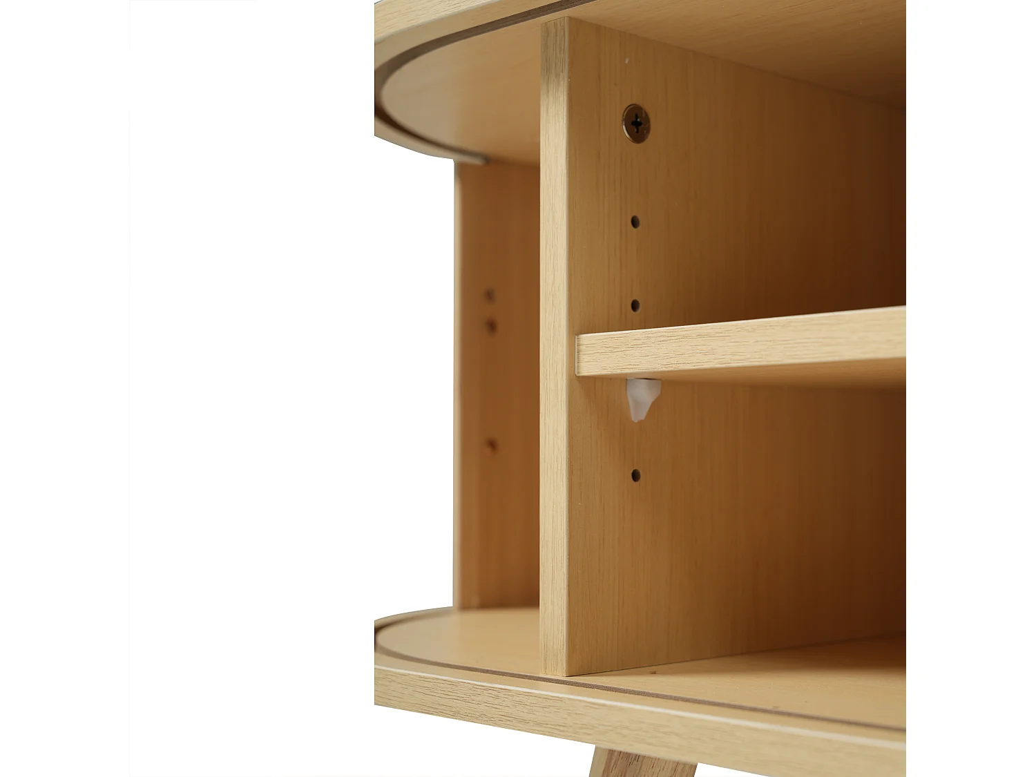 Meuble TV avec 2 portes coulissantes et 2 tiroirs, en placage noyer clair