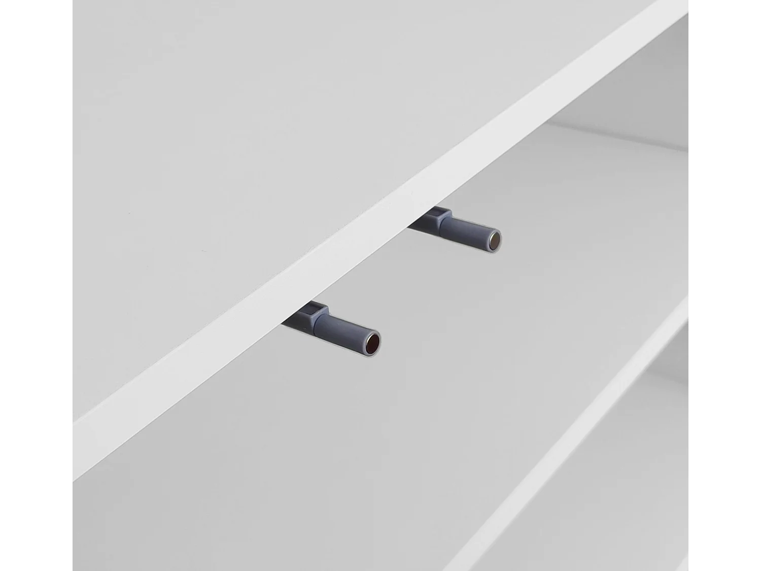 Meuble TV avec 4 portes sans poignées, blanc