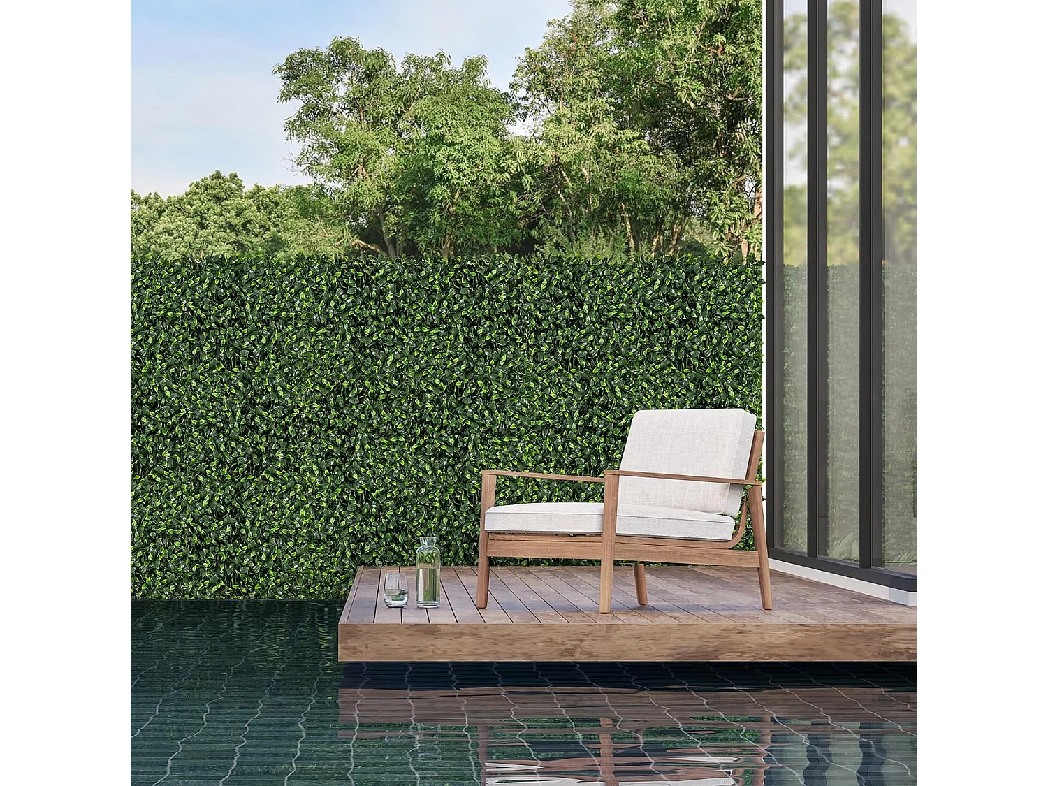 12 stuks kunsthegplantenwand, 50 x 50 cm, panelen met bladeren, gesimuleerd gazon, kunstplant, wandplant voor muur, balkon, tuin, groen