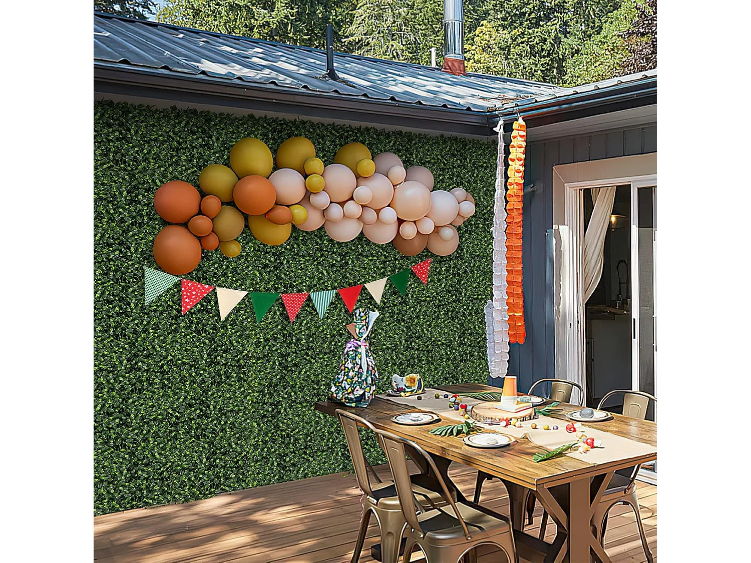 12 stuks kunsthegplantenwand, 50 x 50 cm, panelen met bladeren, gesimuleerd gazon, kunstplant, wandplant voor muur, balkon, tuin, groen