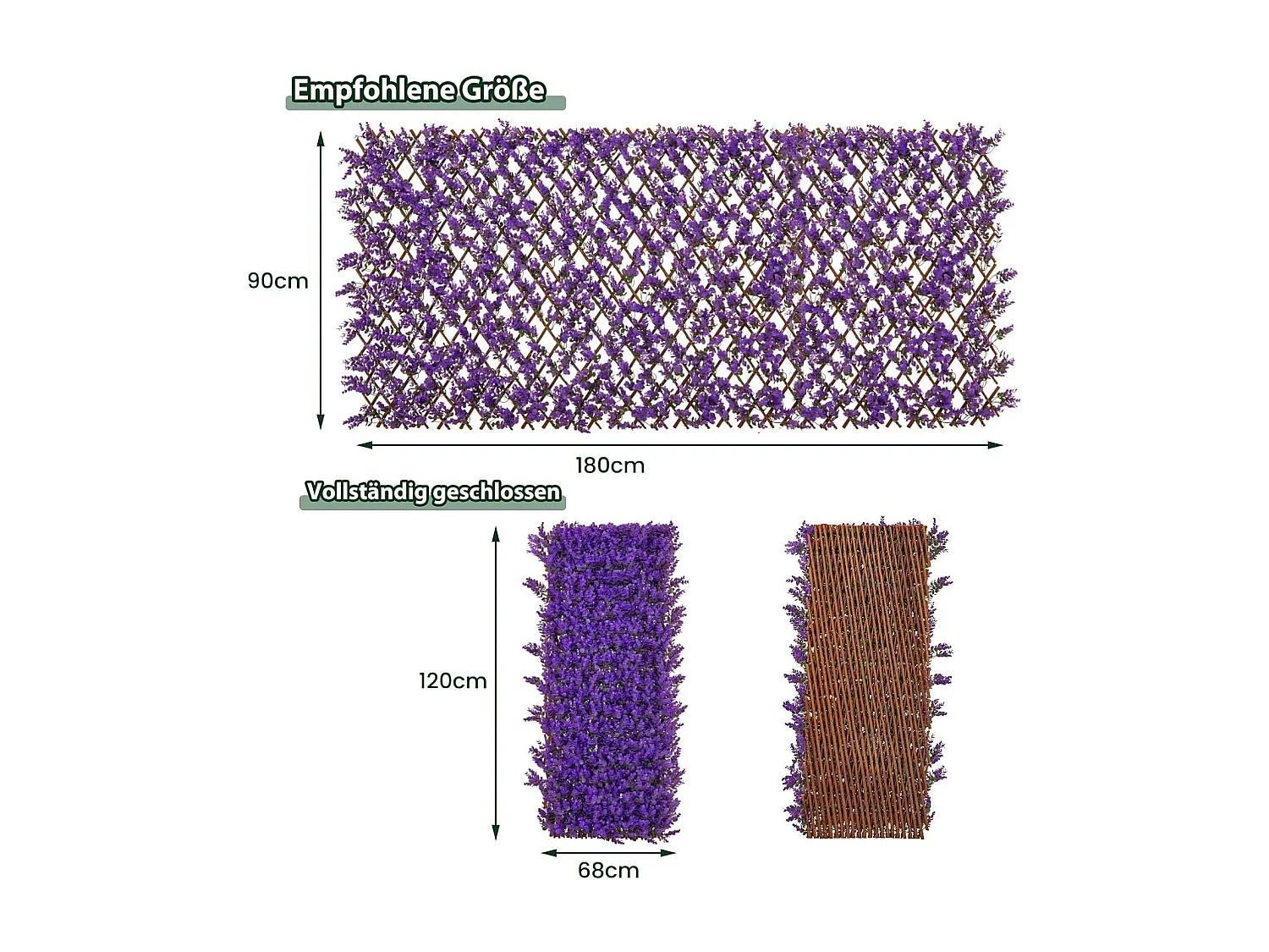 Kunstmatige klimop tuin privacy scherm, 180 x 90 cm, plant muur hagen met eucalyptus bladeren, hek voor tuin hagen balkon buiten decoratie,vlechtwerk (paars)